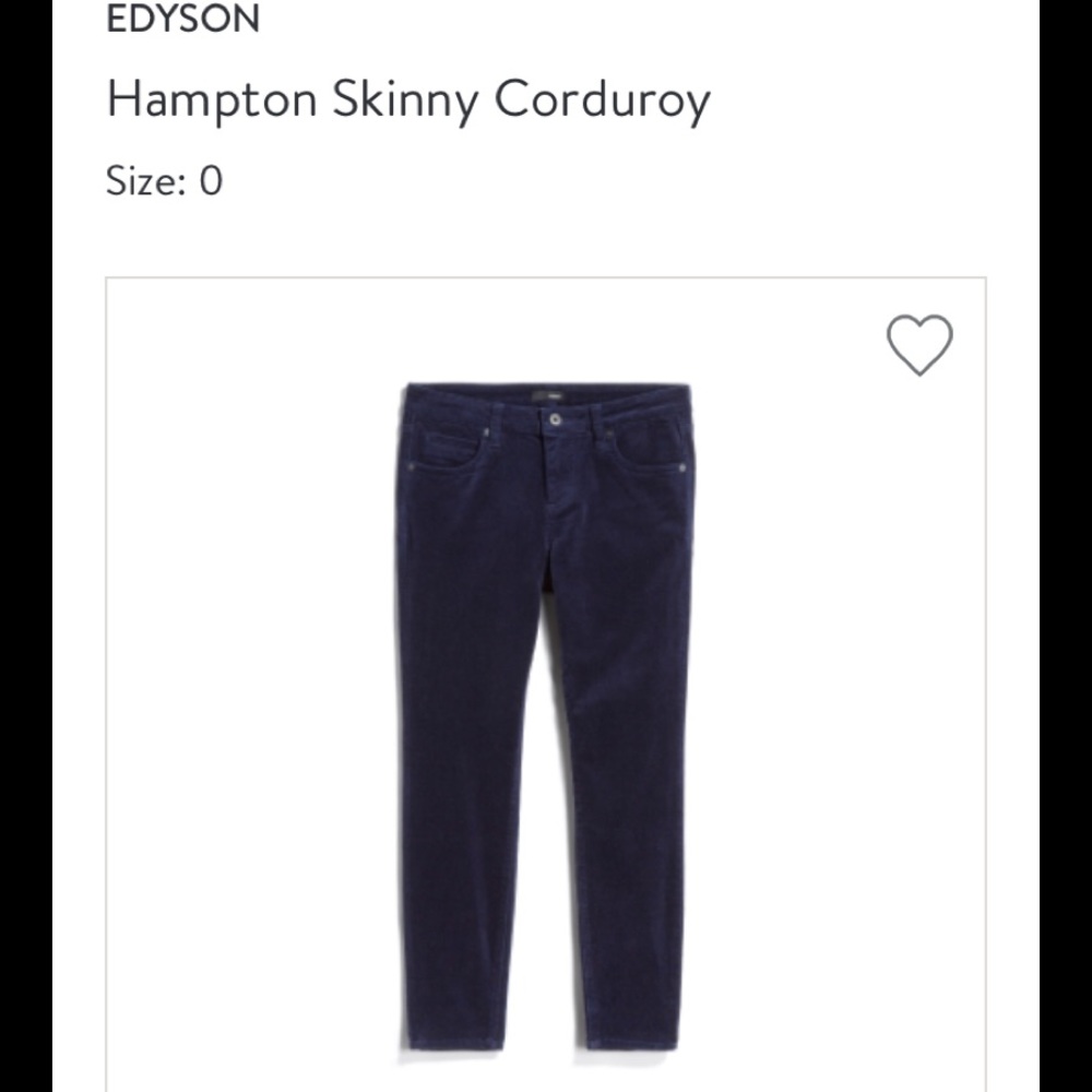 Brand New Edyson Hampton Skinny Corduroy Dark Blue
